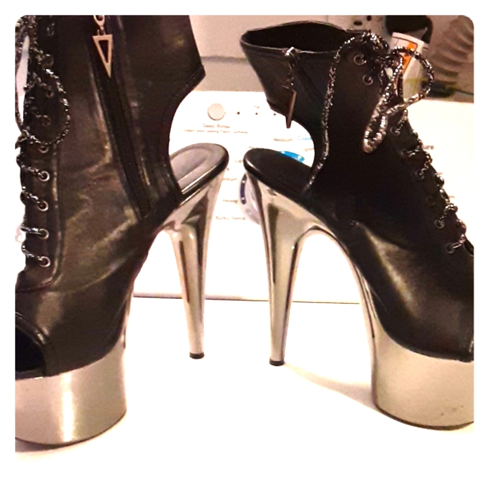 Pleaser peep toe booties